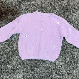 GUC Lilac Sweater with Floral Embroidery girls sz. 5/6